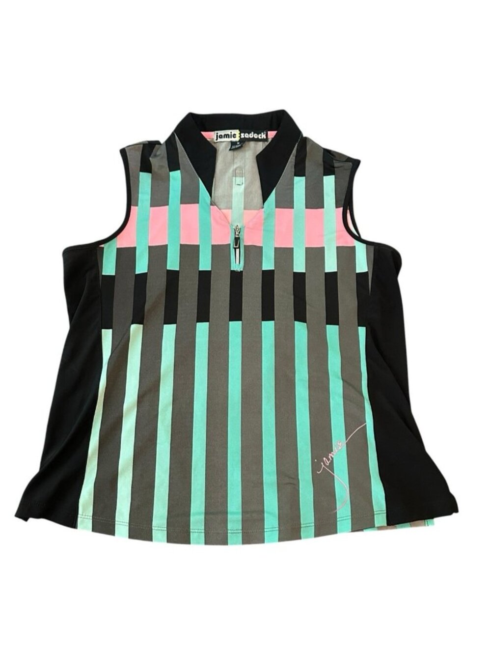 Jamie Sadock Top Womens M Green Black 1/4 Zip Athletic Running Cycling Sports